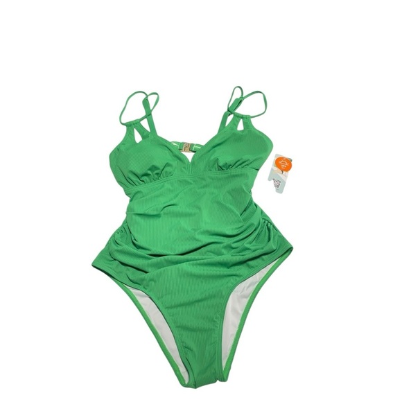 Charmo V Neck One Piece Swimsuits Ruched Tummy Control Monokini Bathing Suit - Picture 9 of 11